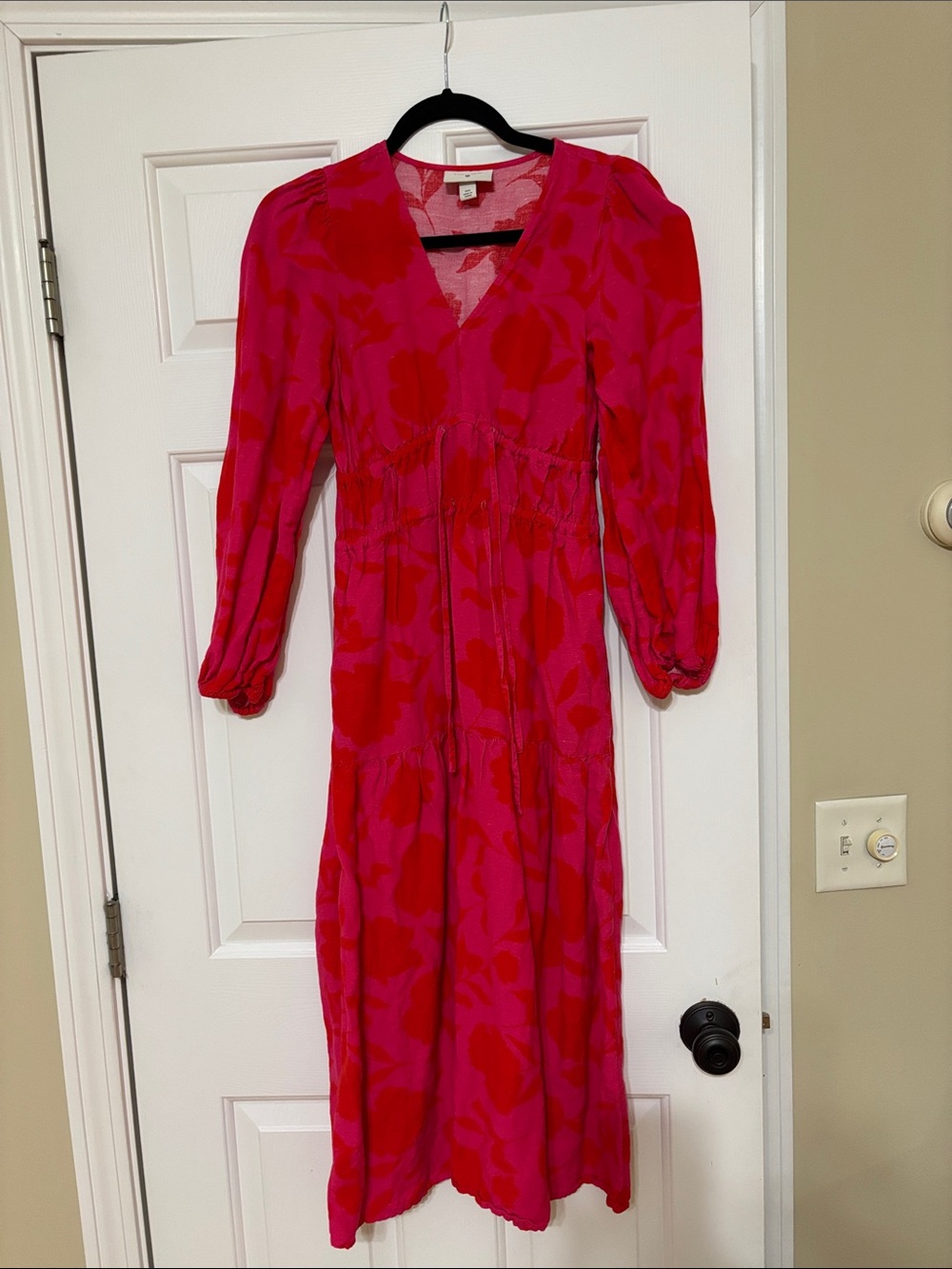Kate Spade x Target Pink Red Floral V-Neck Midi Dress